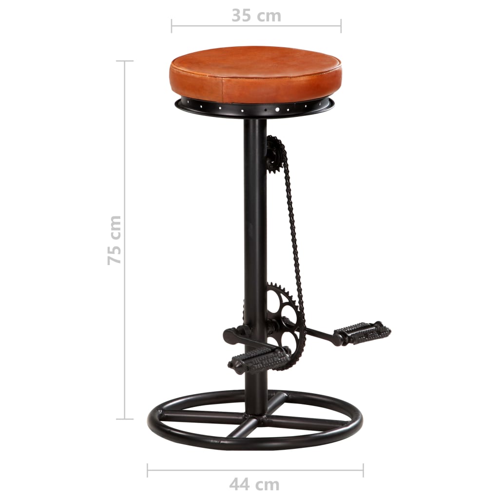 Tabourets de bar lot de 2 noir/marron cuir véritable de chèvre - XIOS