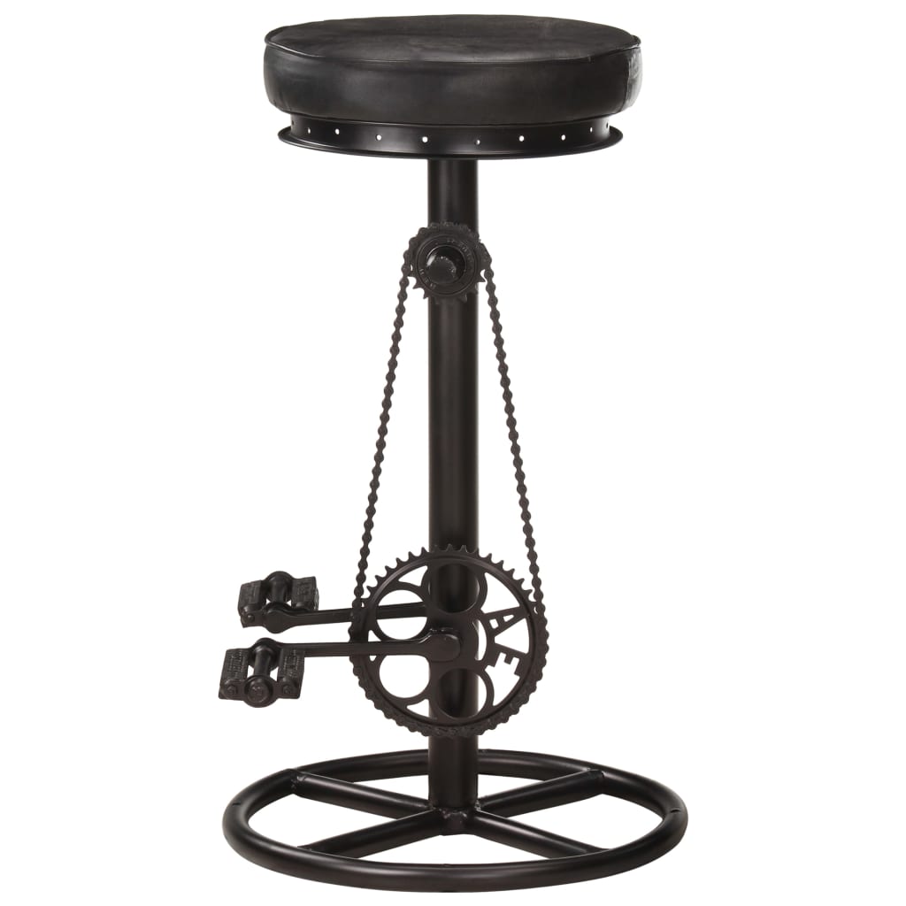 Tabourets de bar lot de 2 noir cuir véritable de chèvre - XIOS