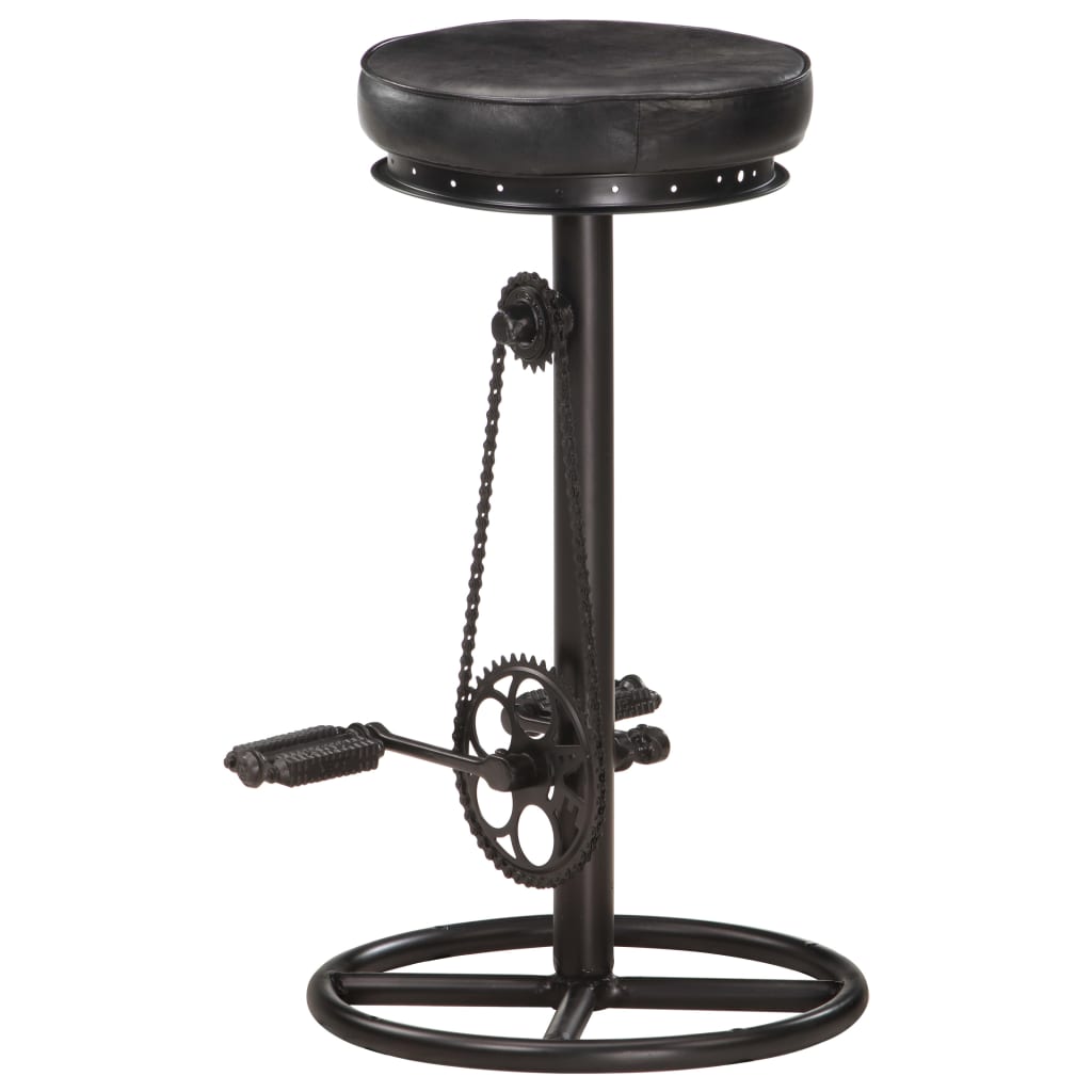 Tabourets de bar lot de 2 noir cuir véritable de chèvre - XIOS
