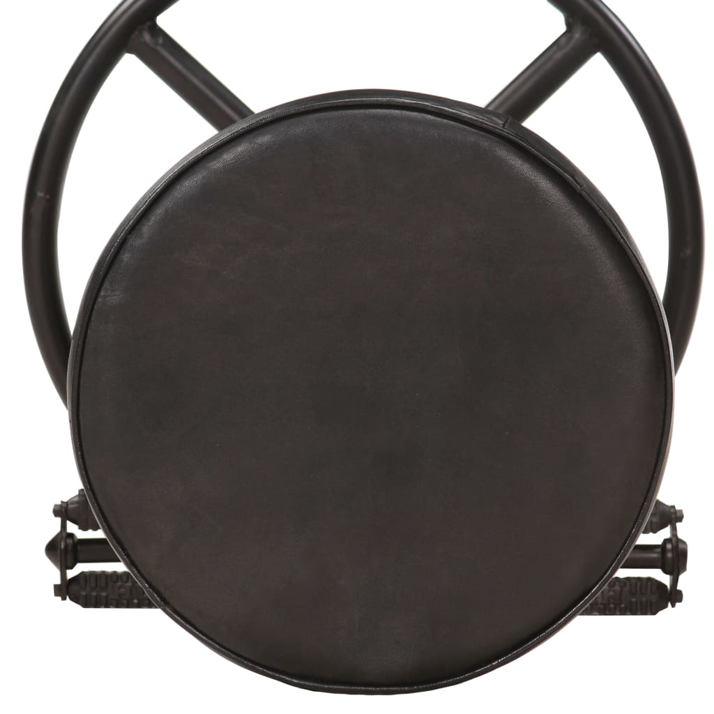 Tabourets de bar lot de 2 noir cuir véritable de chèvre - XIOS