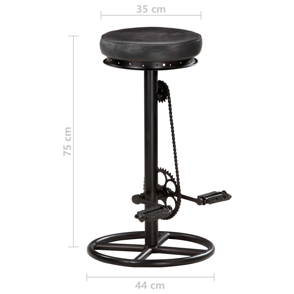 Tabourets de bar lot de 2 noir cuir véritable de chèvre - XIOS