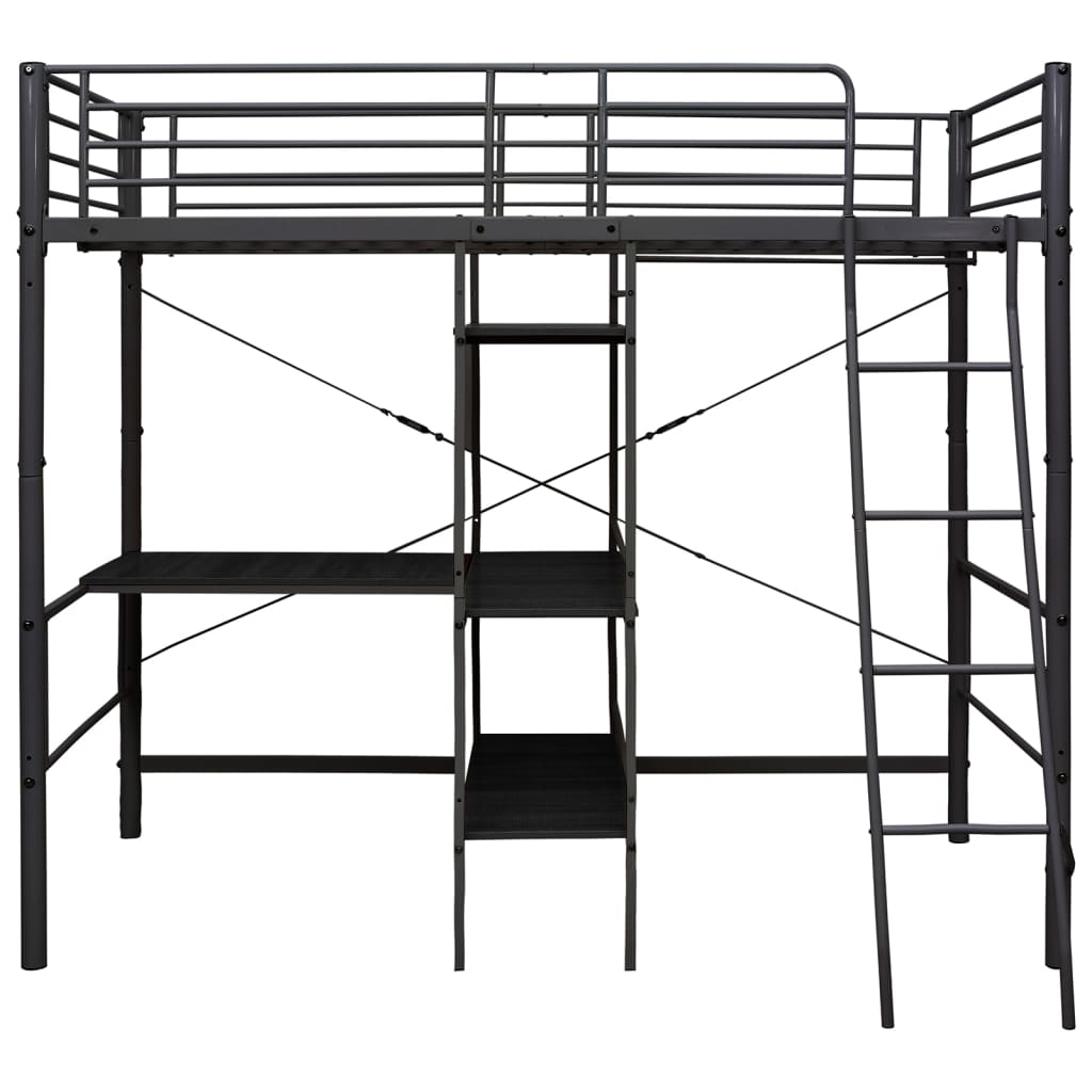 Lit superposé avec table sans matelas noir métal 90x200 cm - XIOS
