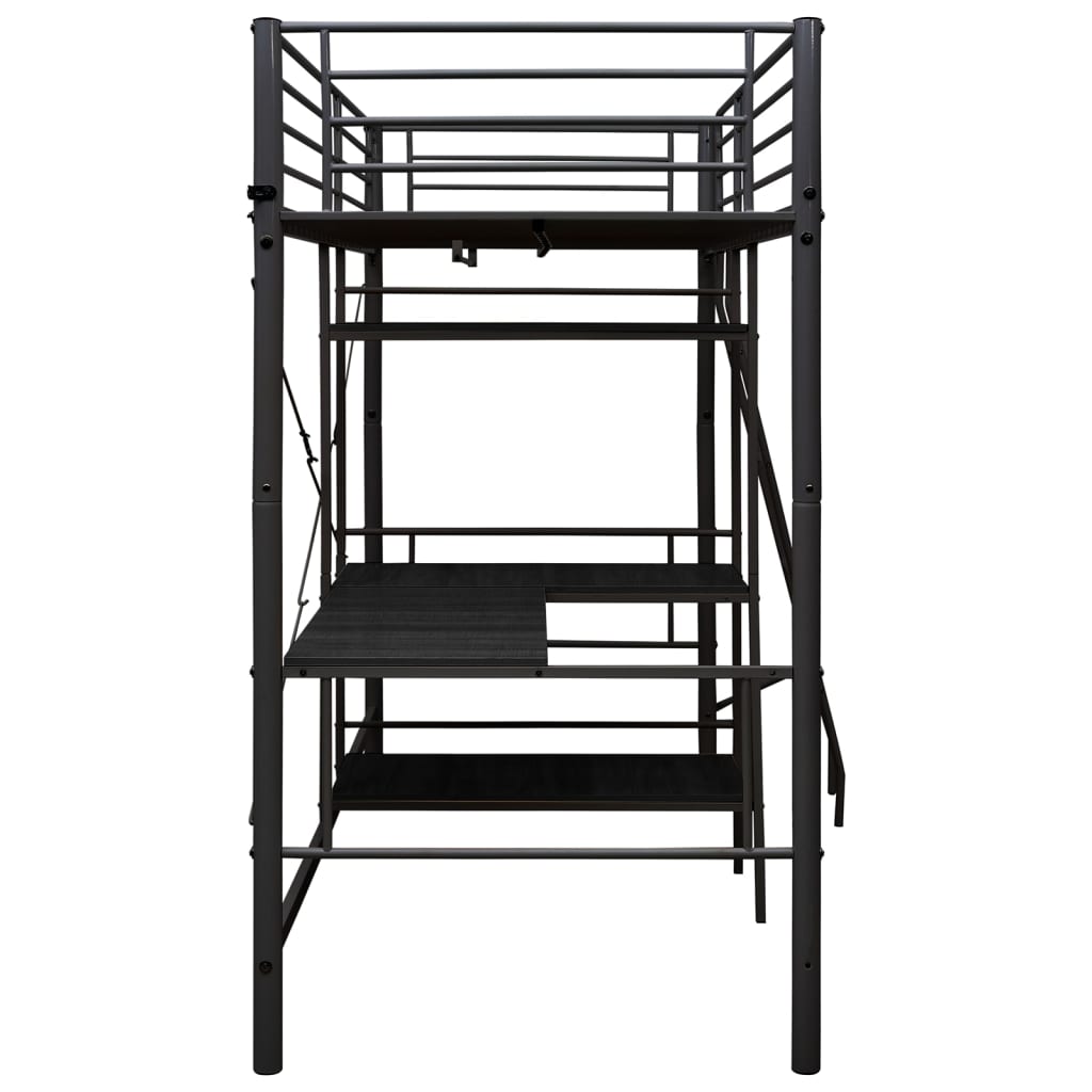 Lit superposé avec table sans matelas noir métal 90x200 cm - XIOS