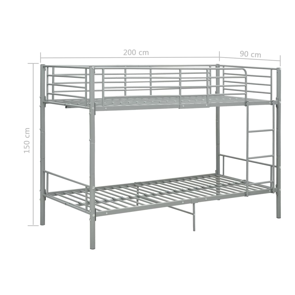 Lit superposé sans matelas gris métal 90x200 cm - XIOS