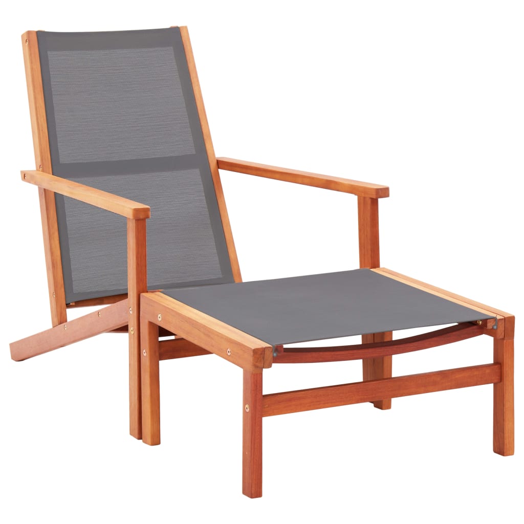 Chaise de jardin et repose-pied Gris Eucalyptus et textilène Chaises de jardin vidaXL