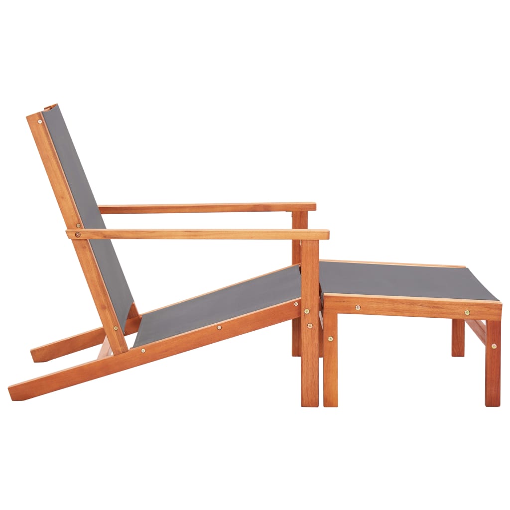 Chaise de jardin et repose-pied Gris Eucalyptus et textilène Chaises de jardin vidaXL