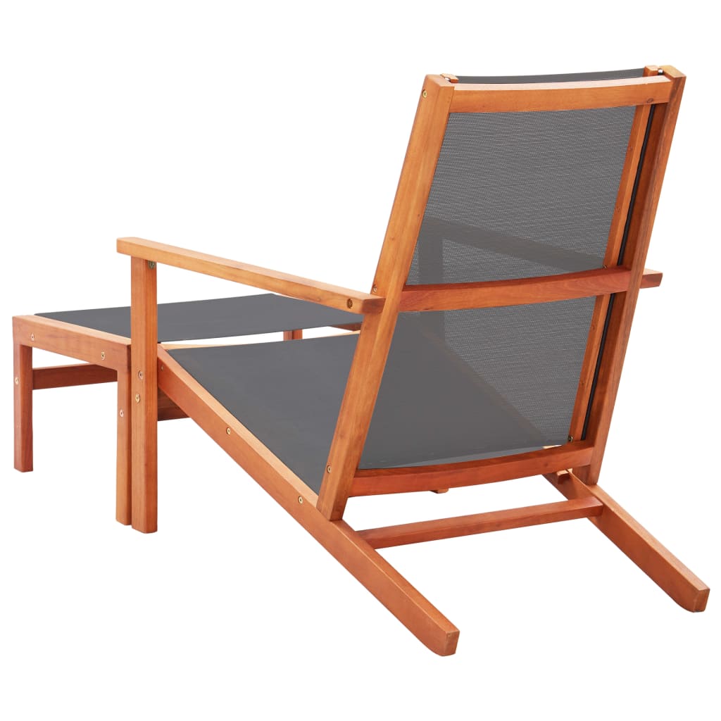 Chaise de jardin et repose-pied Gris Eucalyptus et textilène Chaises de jardin vidaXL