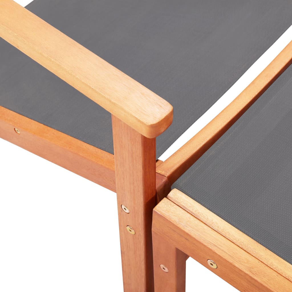 Chaise de jardin et repose-pied Gris Eucalyptus et textilène Chaises de jardin vidaXL