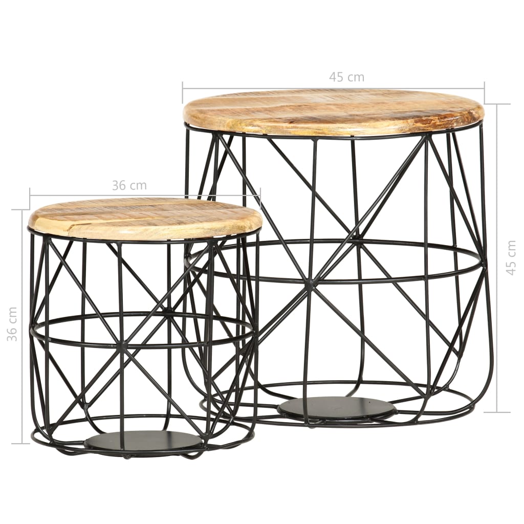 Tables basses 2 pcs Bois solide de manguier - XIOS