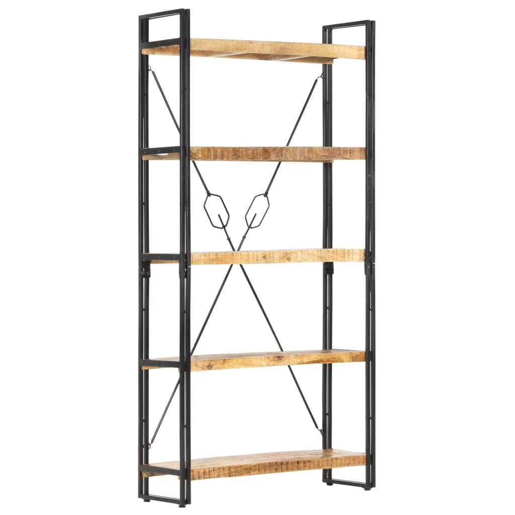Bibliothèque 5 niveaux 90x30x180 cm Bois solide de manguier - XIOS