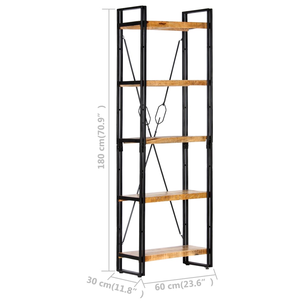 Bibliothèque à 5 niveaux 60x30x180 cm Bois de manguier solide - XIOS
