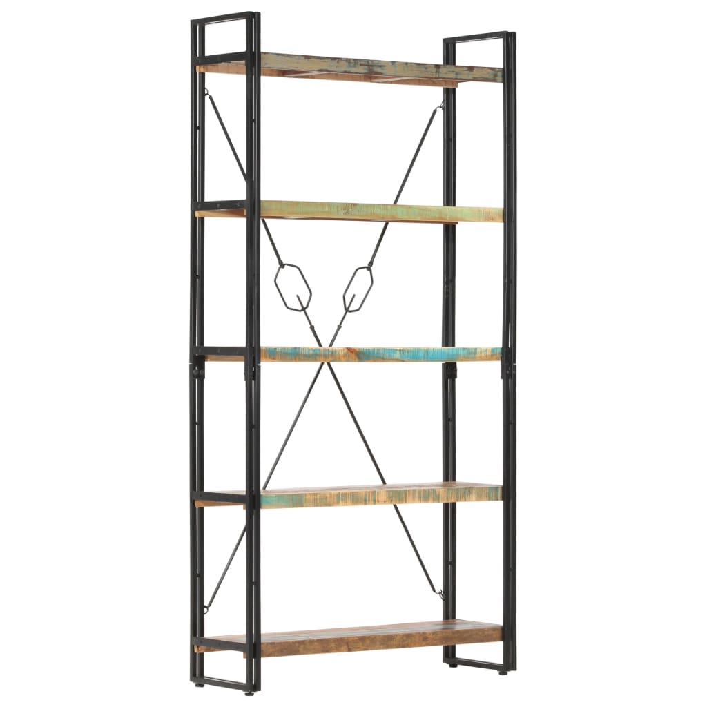 Bibliothèque 5 niveaux 90x30x180 cm Bois solide de récupération - XIOS