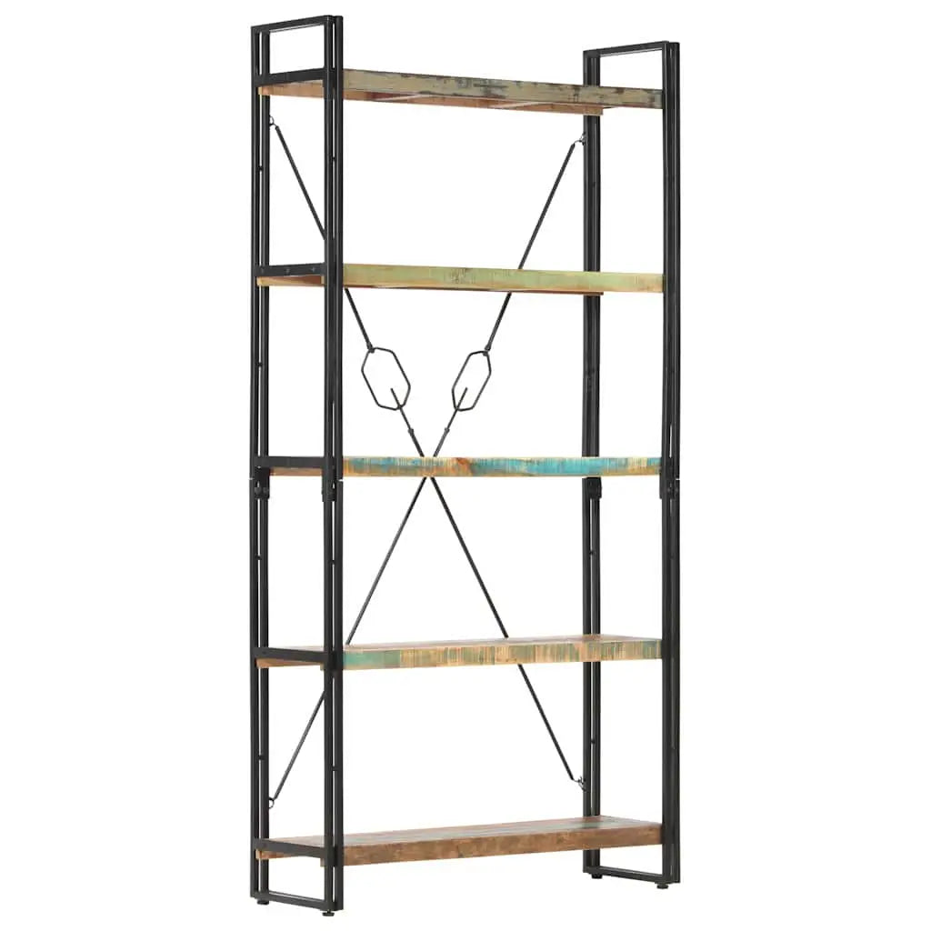 Bibliothèque 5 niveaux 90x30x180 cm Bois solide de récupération - XIOS