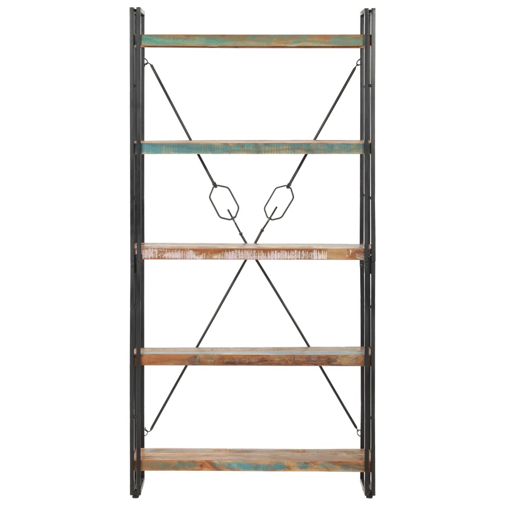Bibliothèque 5 niveaux 90x30x180 cm Bois solide de récupération - XIOS