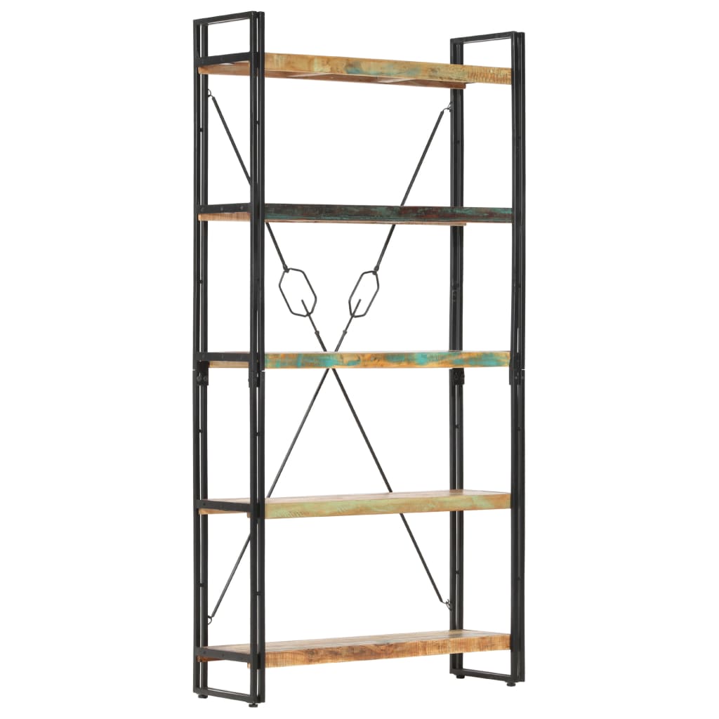 Bibliothèque 5 niveaux 90x30x180 cm Bois solide de récupération - XIOS