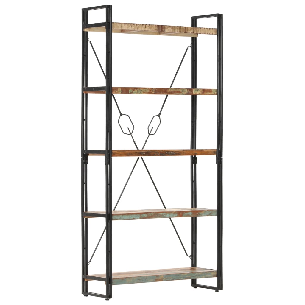 Bibliothèque 5 niveaux 90x30x180 cm Bois solide de récupération - XIOS