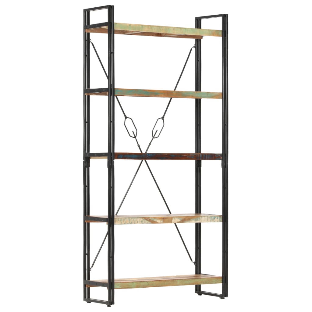 Bibliothèque 5 niveaux 90x30x180 cm Bois solide de récupération - XIOS