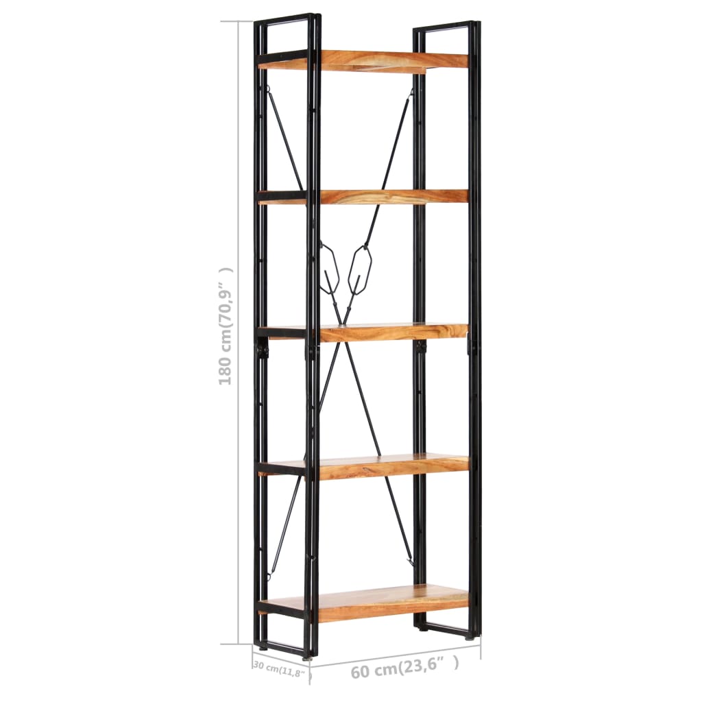 Bibliothèque à 5 niveaux 60x30x180 cm Bois d'acacia solide - XIOS