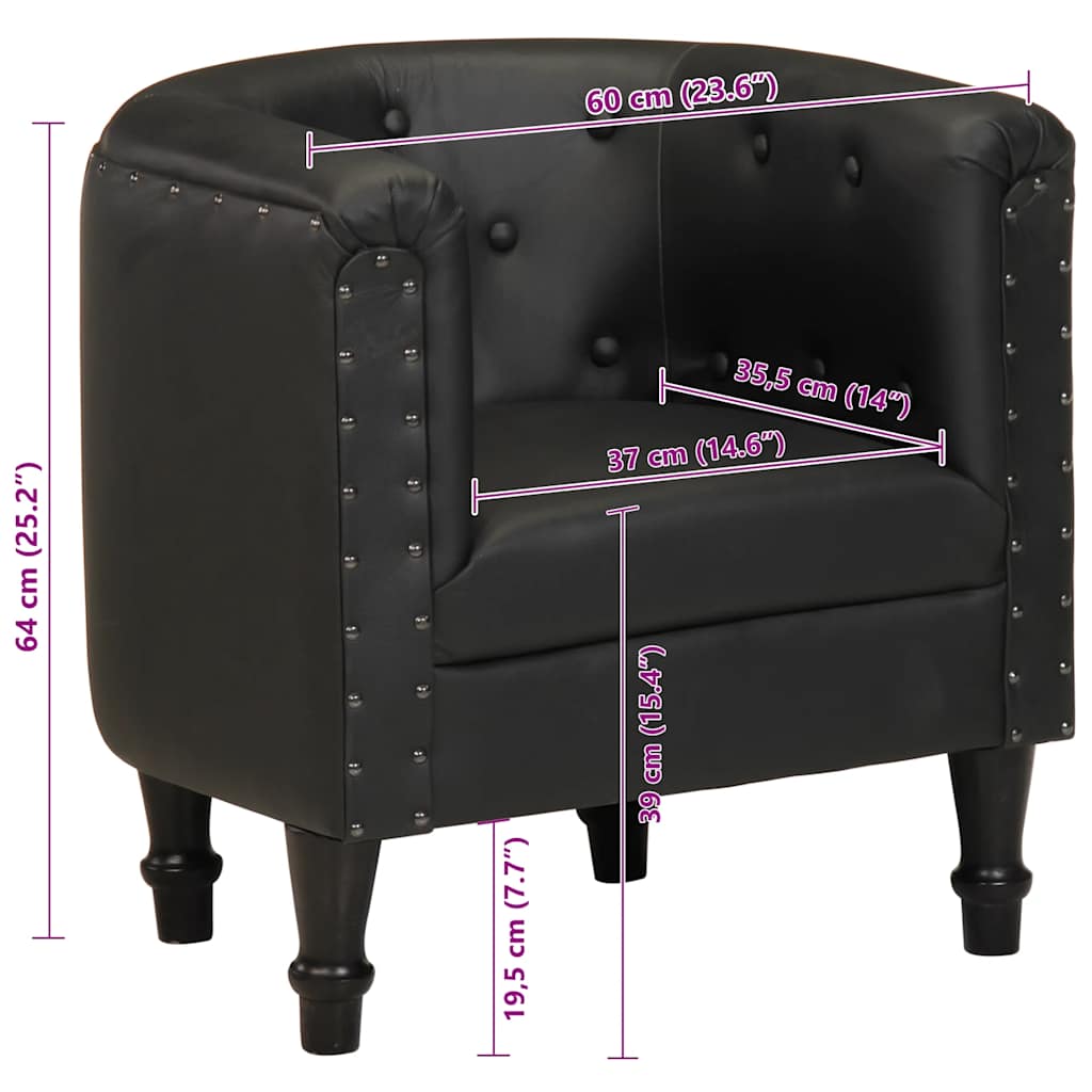 Chaise cabriolet noir cuir véritable - XIOS