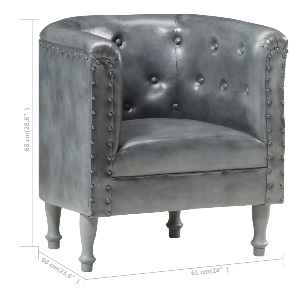 Chaise cabriolet Gris cuir véritable - XIOS