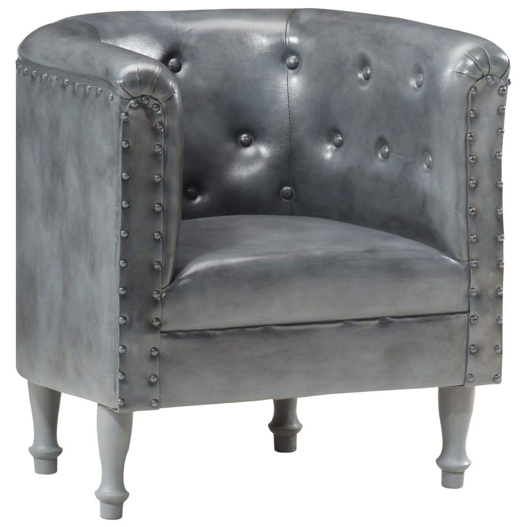 Chaise cabriolet Gris cuir véritable - XIOS