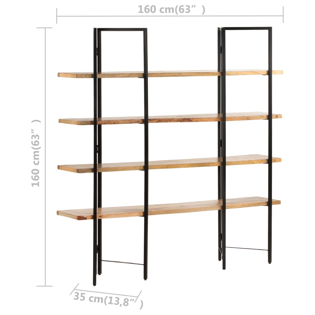 Bibliothèque à 4 niveaux 160x35x160 cm Bois de manguier massif - XIOS