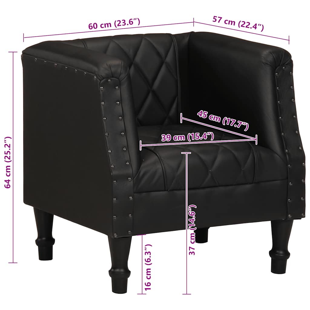 Chaise cabriolet Noir Cuir véritable de chèvre - XIOS