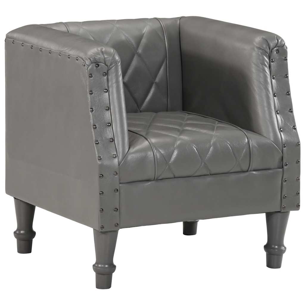 Chaise cabriolet Gris Cuir véritable de chèvre - XIOS