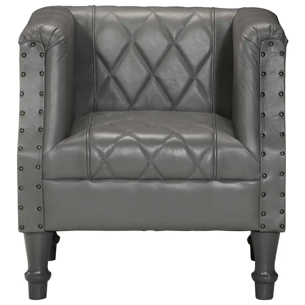 Chaise cabriolet Gris Cuir véritable de chèvre - XIOS