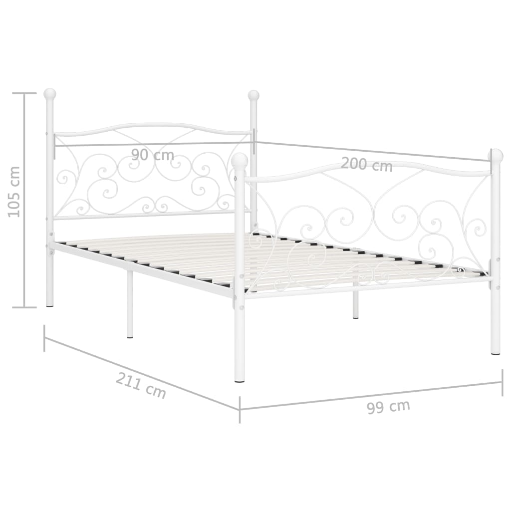 Cadre de lit sans matelas avec sommier à lattes métal 90x200 cm - XIOS