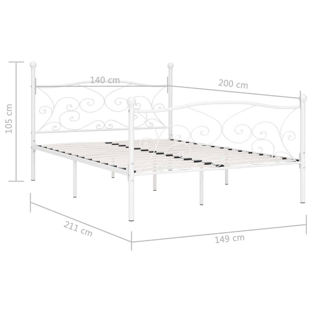 Cadre de lit sans matelas avec sommier à lattes métal 140x200cm - XIOS