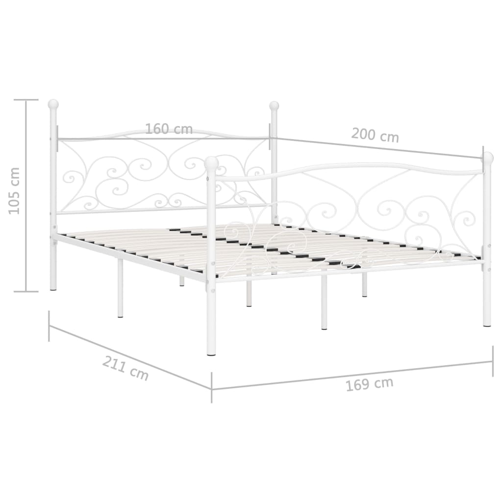 Cadre de lit sans matelas avec sommier à lattes métal 160x200cm - XIOS