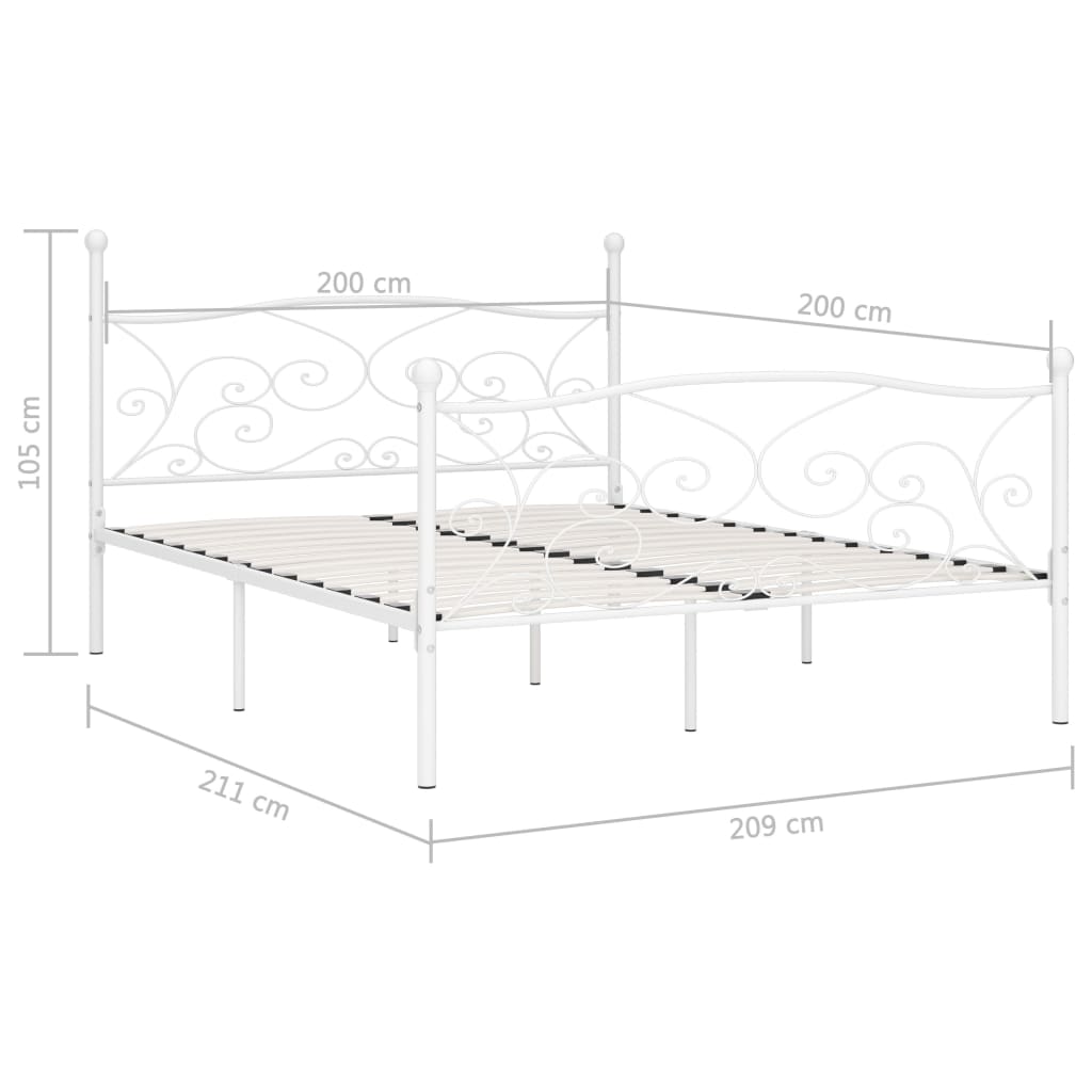 Cadre de lit sans matelas avec sommier à lattes métal 200x200cm - XIOS