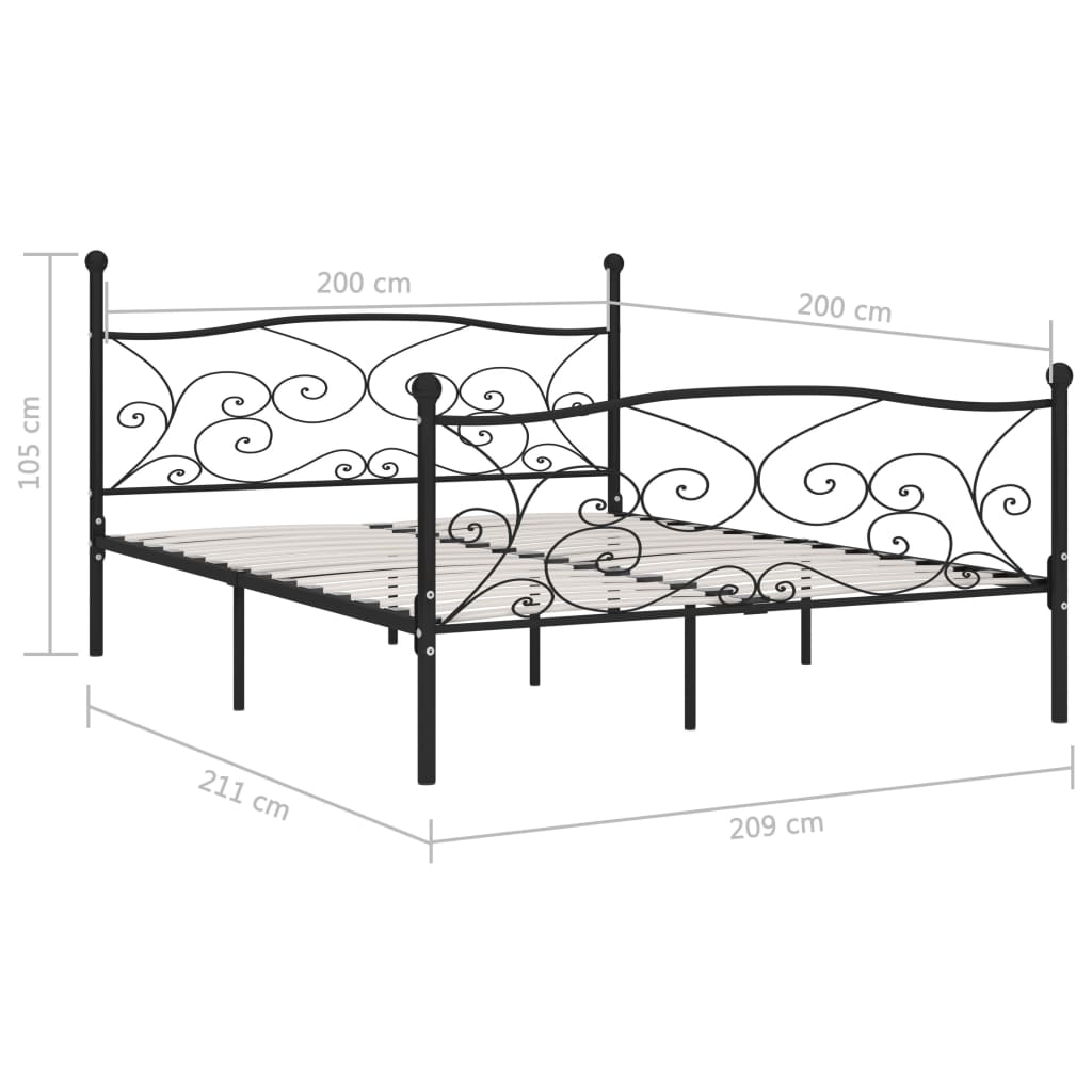 Cadre de lit sans matelas avec sommier à lattes métal 200x200cm - XIOS