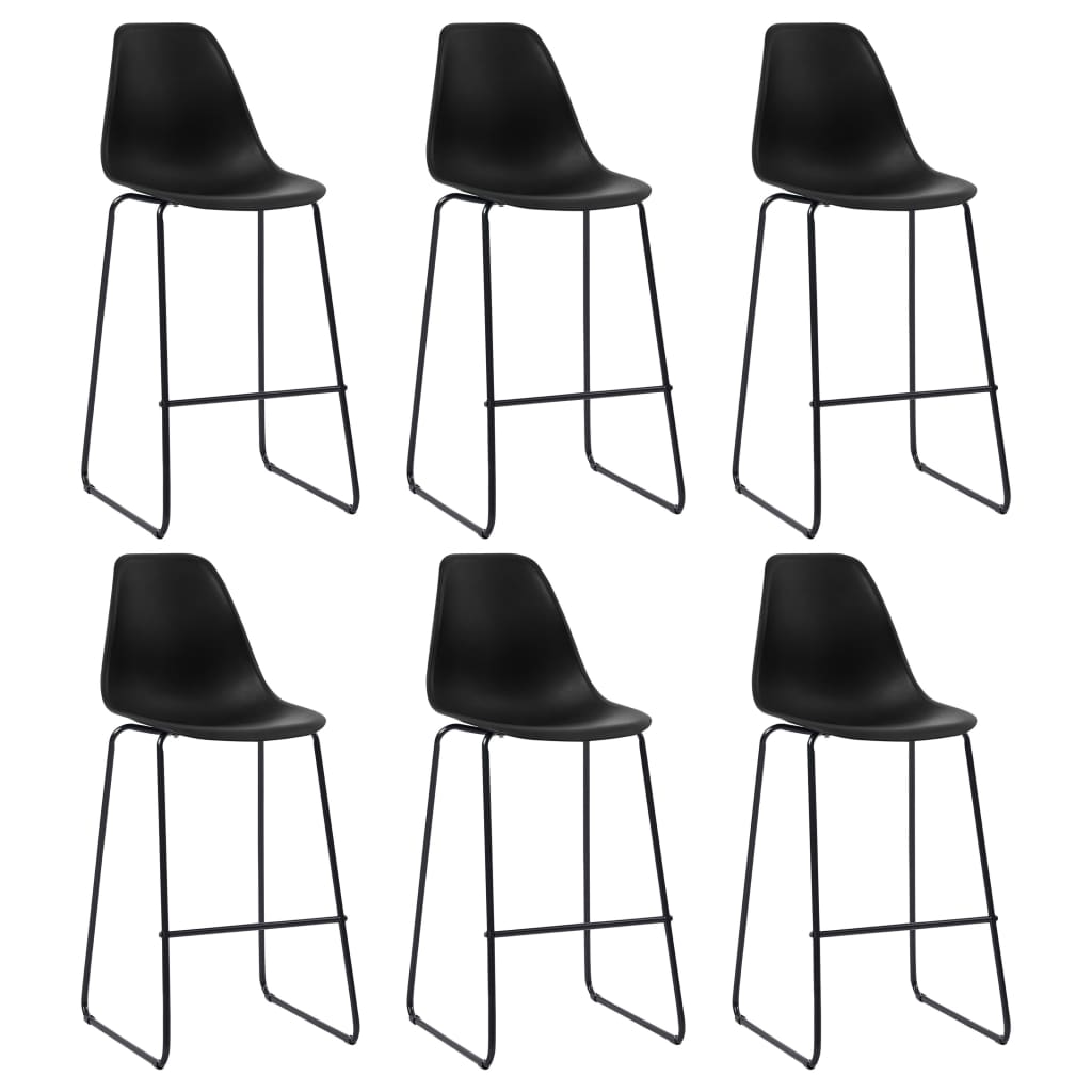 Chaises de bar lot de 6 noir plastique - XIOS