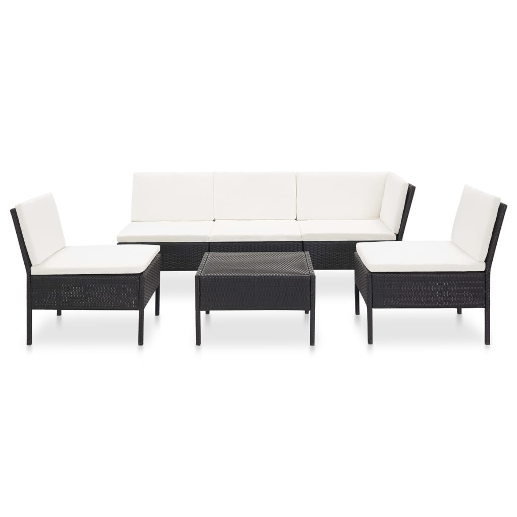 Salon de jardin 6 pcs avec coussins Résine tressée Noir - XIOS