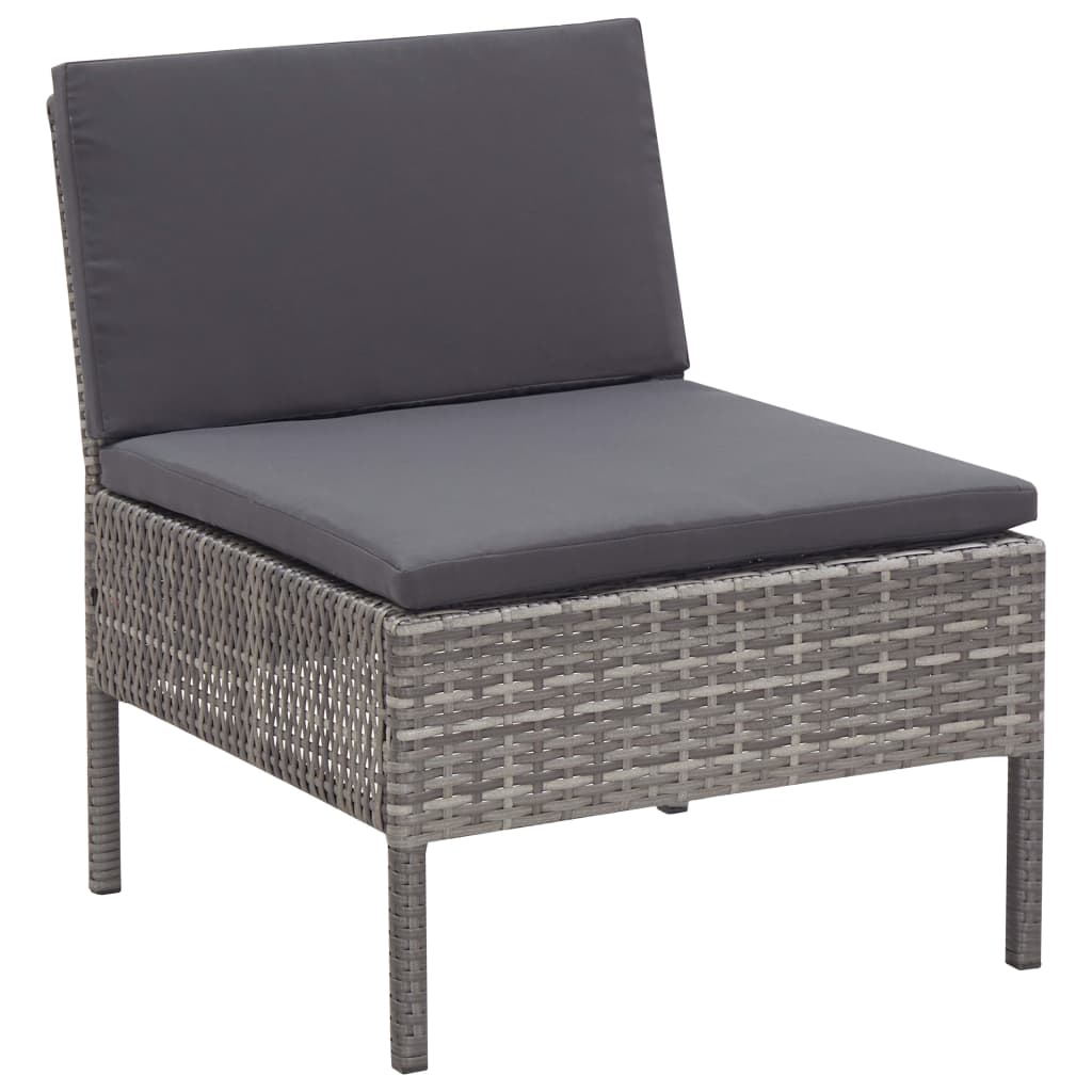 Salon de jardin 6 pcs avec coussins résine tressée gris - XIOS