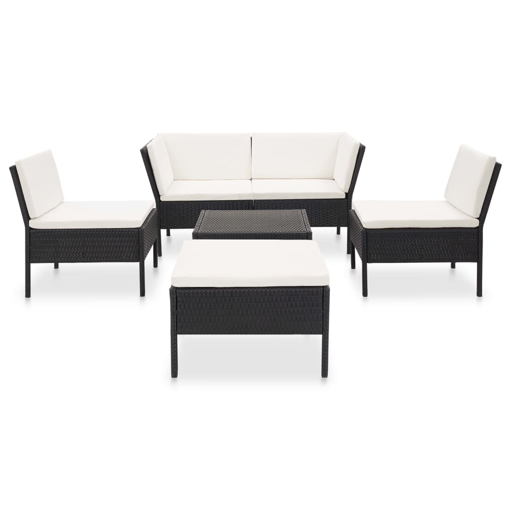Salon de jardin 6 pcs avec coussins Résine tressée Noir - XIOS