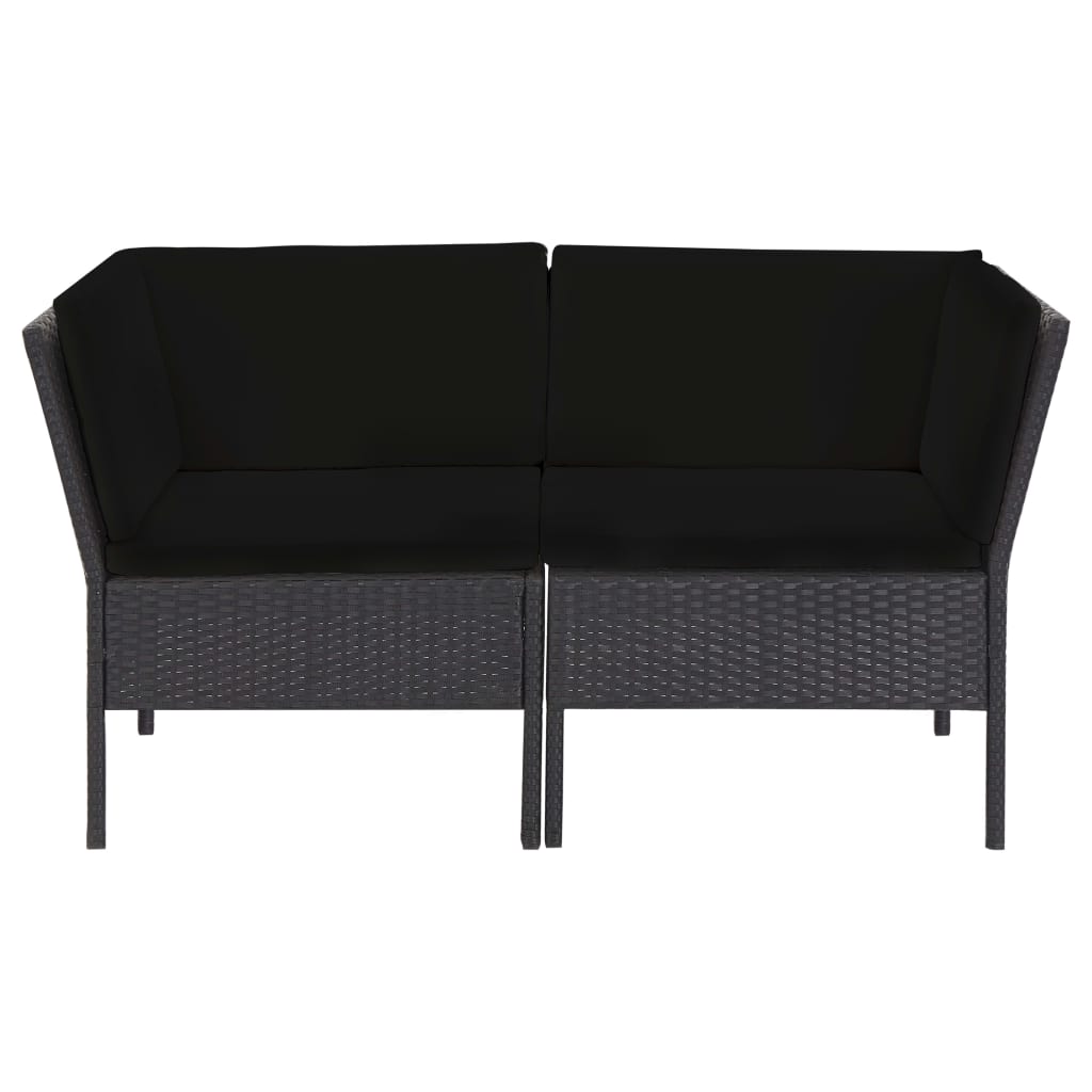 Salon de jardin 6 pcs avec coussins résine tressée noir - XIOS