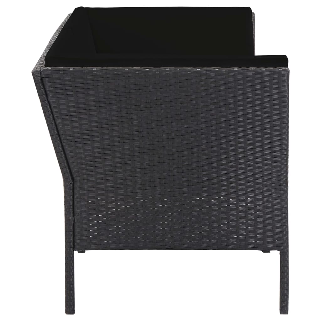 Salon de jardin 6 pcs avec coussins résine tressée noir - XIOS