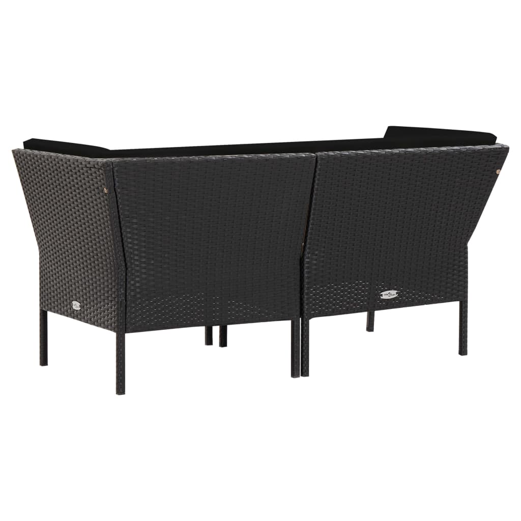 Salon de jardin 6 pcs avec coussins résine tressée noir - XIOS