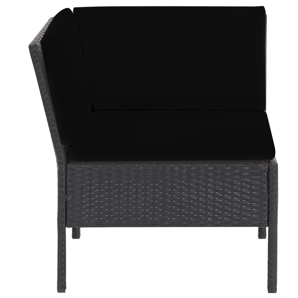 Salon de jardin 6 pcs avec coussins résine tressée noir - XIOS
