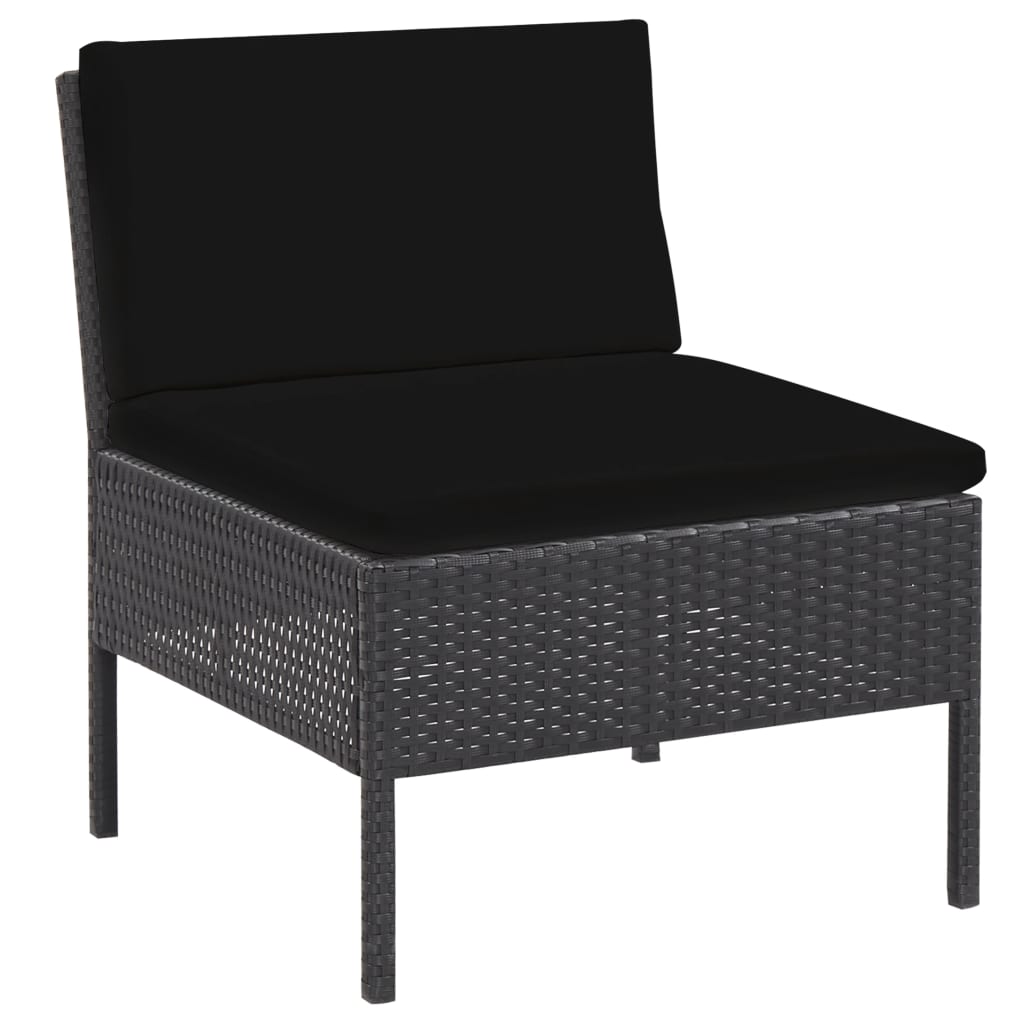 Salon de jardin 6 pcs avec coussins résine tressée noir - XIOS