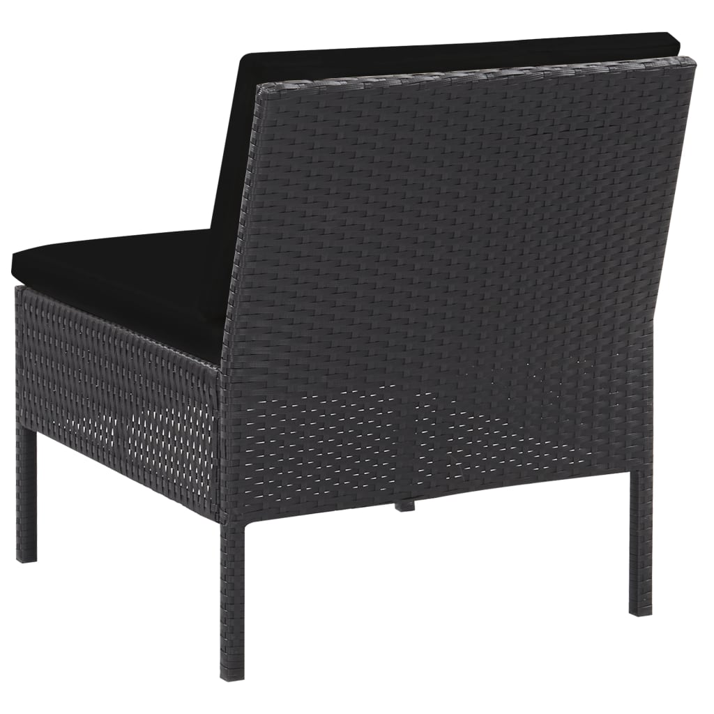 Salon de jardin 5 pcs avec coussins résine tressée noir - XIOS
