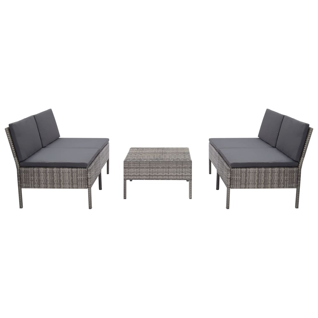 Salon de jardin 5 pcs avec coussins résine tressée gris - XIOS