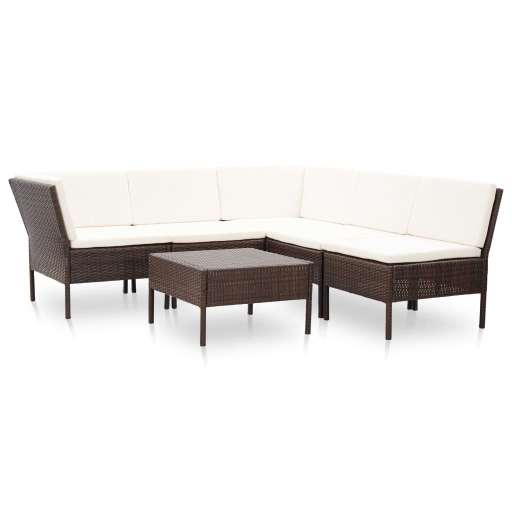 Salon de jardin 6 pcs avec coussins Résine tressée Marron - XIOS