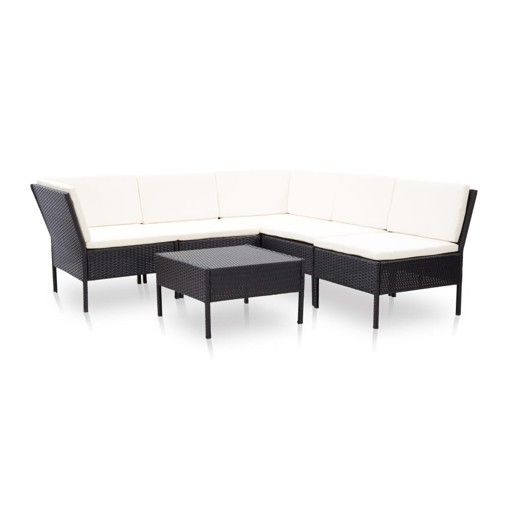 Salon de jardin 6 pcs avec coussins résine tressée noir - XIOS
