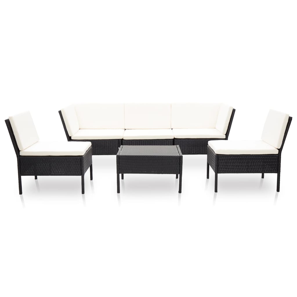 Salon de jardin 6 pcs avec coussins résine tressée noir - XIOS