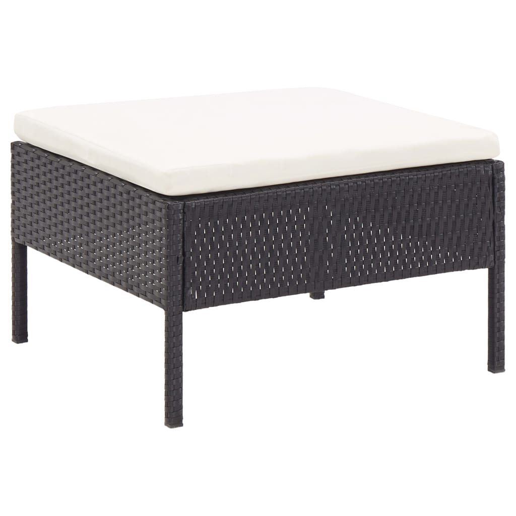 Salon de jardin 6 pcs avec coussins résine tressée noir - XIOS