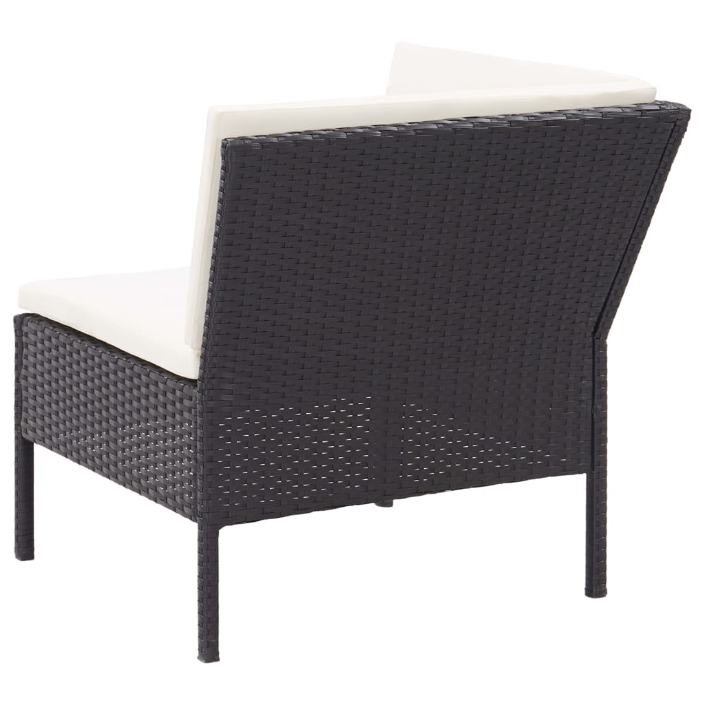 Salon de jardin 6 pcs avec coussins résine tressée noir - XIOS